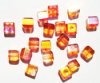 20 6mm Faceted Crystal, Cherry, & Orange Cube Beads